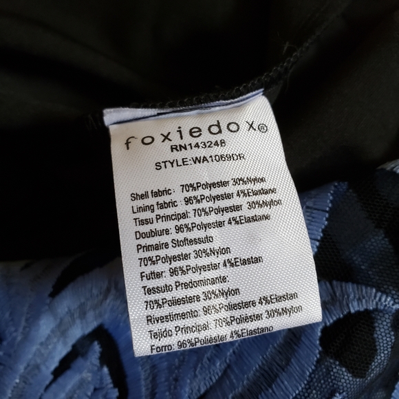 Foxiedox Rosabel Embroidered Midi Sheath Dress Blue Black Large NWT - Picture 9 of 11